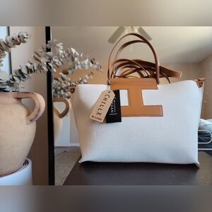 ChillX By LeMiel Vegan Leather/ Coated Canvas Tote NWT Small Laptop Bag